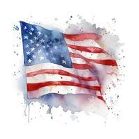 waterverf Verenigde Staten van Amerika vlag. illustratie ai generatief foto