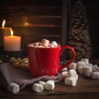 cacao met marshmallows illustratie ai generatief foto