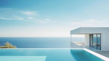 luxe modern villa met zwembad. illustratie ai generatief foto