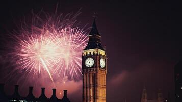 vakantie vuurwerk in Londen. illustratie ai generatief foto