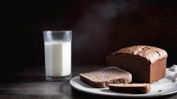 brood met melk. illustratie ai generatief foto