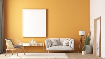 minimalistische modern interieur met mockup poster. illustratie ai generatief foto