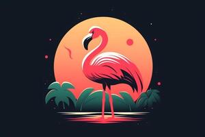 roze flamingo vogel logo icoon ontwerp vector illustratie. ai gegenereerd foto