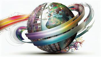 abstract wereldbol achtergrond illustratie vector ontwerp kunstwerk.aarde wereldbol kunst abstractie, ai gegenereerd foto