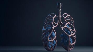 menselijk longen anatomie Aan donker achtergrond ai gegenereerd foto