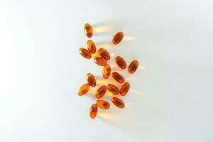 zacht gel, dichtbij omhoog van olie gevulde capsules, geschikt voor presenteren voedsel supplementen, vis olie, omega 3, omega 6, omega 9, vitamine a, vitamine d, vitamine d3, vitamine e, avond sleutelbloem olie, foto