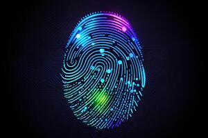 biometrisch vingerafdruk en cyber veiligheid concept. generatief ai. digitaal kunst illustratie foto