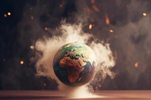 aarde wereldbol in globaal opwarming concept met generatief ai foto