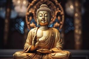 buddisme standbeeld religie concept achtergrond gemaakt met generatief ai technologie. foto