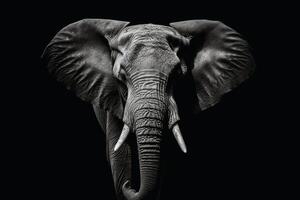 een dichtbij omhoog portret van betoverend olifant fotografie gemaakt met generatief ai technologie. foto