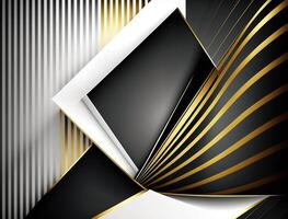 abstract luxueus zwart goud achtergrond. modern donker banier sjabloon vector met meetkundig vorm patronen . futuristische digitaal grafisch ontwerp. generatief ai foto