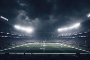 een Amerikaans voetbal stadion Bij nacht . generatief ai foto