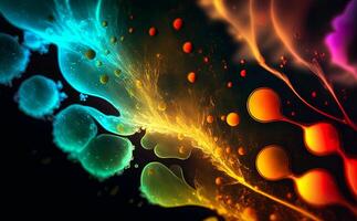 macro foto van bacterie en virus cellen. kleurrijk abstract behang. generatief ai.