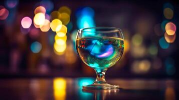 cocktail Aan wazig bar teller in nachtclub. generatief ai illustratie foto