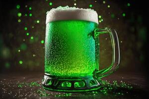 Patrick dag traditioneel groen bier. generatief ai illustratie foto