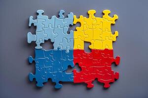 wereld autisme bewustzijn dag abstract achtergrond van puzzels. generatief ai illustratie foto
