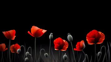 rood klaprozen net zo een symbool van geheugen voor de gedaald in de oorlog. vijf dagen, wereld oorlog herinnering dag. generatief ai illustratie foto