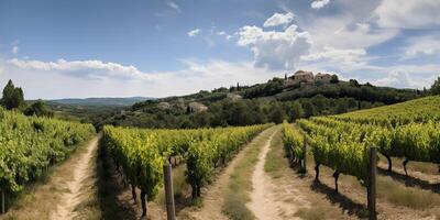 ai gegenereerd. ai generatief. wijngaard Bij zuiden Frankrijk provence. wijn fabriek tuin oogst. romantisch kom tot rust kilte uitstraling. grafisch kunst foto