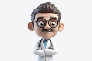 ai gegenereerd. ai generatief. 3d blender dokter geneeskunde bobbel hoofd figuur speelgoed. grafisch kunst foto