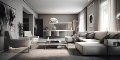 ai gegenereerd. ai generatief. macro schot van foto realistisch leven luxe kamer in minimalistisch stijl. rijk kalmte uitstraling. grafisch kunst