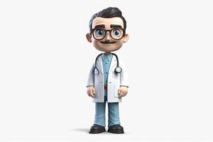 ai gegenereerd. ai generatief. 3d blender dokter geneeskunde bobbel hoofd figuur speelgoed. grafisch kunst foto