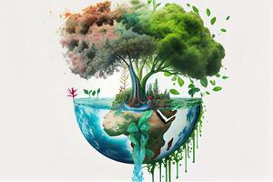 wereld milieu ecologie, mvo, esg milieuvriendelijk. generatief ai foto