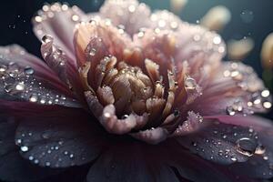 bloemen Aan de buitenaards wezen planeet met water druppels. dromerig fantasie botanisch achtergrond. generatief ai foto