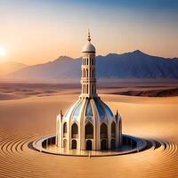 moskee in de woestijn generatief ai foto