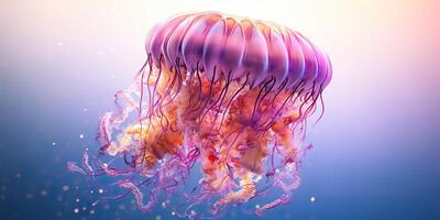 ai gegenereerd. ai generatief. zee onderwater- gelei vis kwal meduza. grafisch kunst foto
