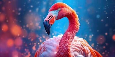 ai gegenereerd. ai generatief. roze kleur schattig flamingo vogel. vakantie rust uit partij vibe.grafisch kunst foto