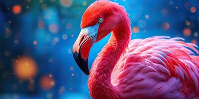 ai gegenereerd. ai generatief. roze kleur schattig flamingo vogel. vakantie rust uit partij vibe.grafisch kunst foto