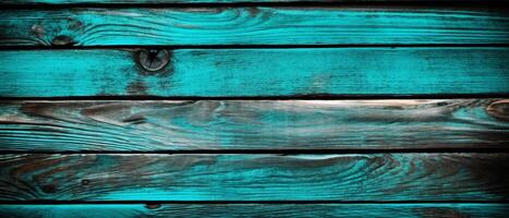 turkoois hout achtergrond rustiek charme met een knal van kleur. ai generatief foto