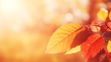 herfst- vertrekken achtergrond met zonlicht. ai generatief foto