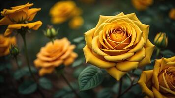 natuurlijk geel roos bloemen met mooi bokeh achtergrond, ai gegenereerd foto