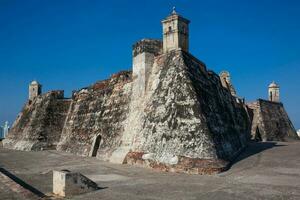muren van Cartagena de india's gebouwd Bij de einde van de xvi eeuw voor de verdediging van de stad. san felipe kasteel foto