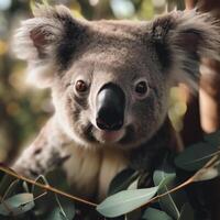 een koala beer zit in een boom generatief ai gegenereerd foto