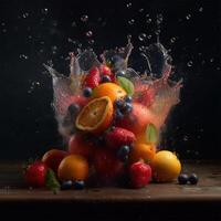 een groot stapel van fruit generatief ai gegenereerd foto