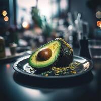 een bord van avocado generatief ai gegenereerd foto