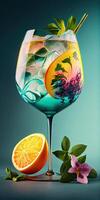 verfrissend gin en tonic concept. generatief ai foto