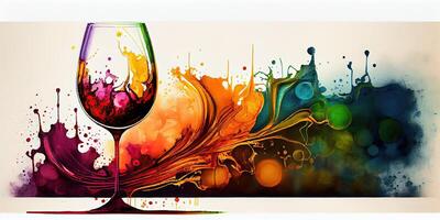 abstract en kleurrijk achtergrond van druiven en wijn. generatief ai foto