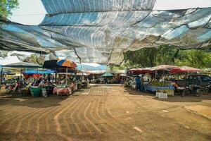 uttaradit, Thailand - juni-04-2016 - de lokaal durian markt in laplae stad- van uttaradit de noordelijk provincie van Thailand. foto