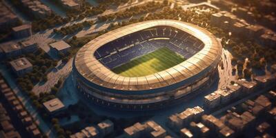 de top visie van voetbal stadion met ai gegenereerd. foto