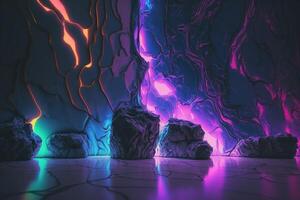 abstract gloeiend vloeistof neon concept wetenschappelijk digitaal achtergrond ai gegenereerd foto