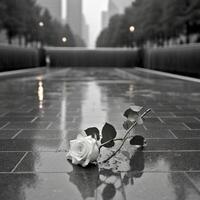 911 patriottisch dag. september 11 gedenkteken, grond nul. wij zullen nooit vergeten. ai gegenereerd. foto