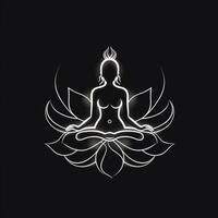 logo van yoga. lotus bloem logo met menselijk silhouet. ai gegenereerd. foto