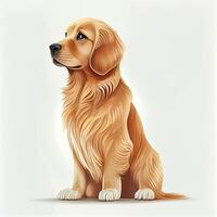 gouden retriever hond digitaal kunst tekenfilm tekening. dier en huisdier concept. portret illustratie. generatief ai foto