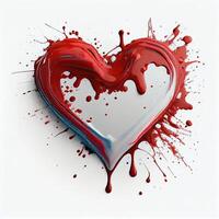 rood hart vorm Aan geïsoleerd wit achtergrond. valentijnsdag dag en romance concept. digitaal kunst illustratie thema. generatief ai foto