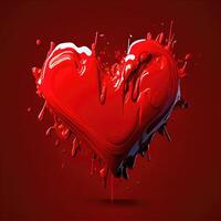 rood hart vorm Aan rood achtergrond. valentijnsdag dag en romance concept. digitaal kunst illustratie thema. generatief ai foto