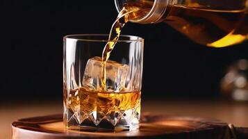 gieten whisky in glas illustratie ai generatief foto