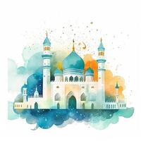 abstract eid mubarak waterverf achtergrond. illustratie ai generatief foto